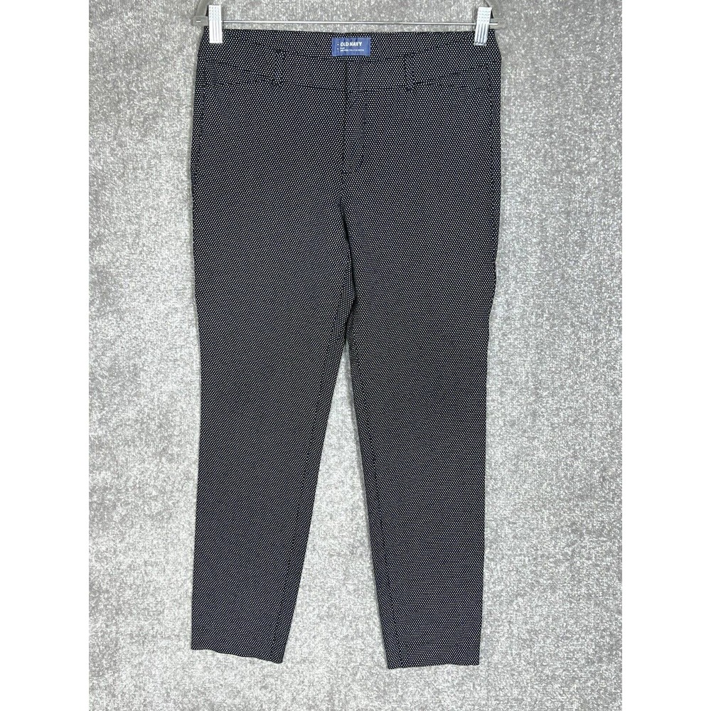 Old Navy Pixie Midrise Cropped Pants Womens Size 10 Tall Stretch Black Polka Dot